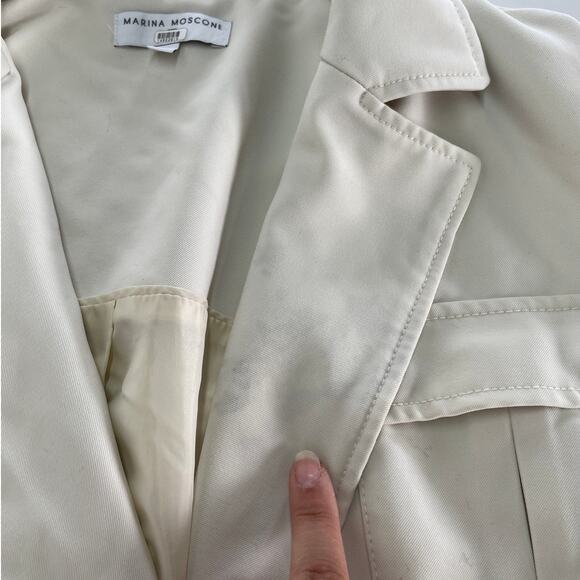 Marina Moscone Collective Vest Womens Medium White Twill Long Wrap Collared - Picture 9 of 11